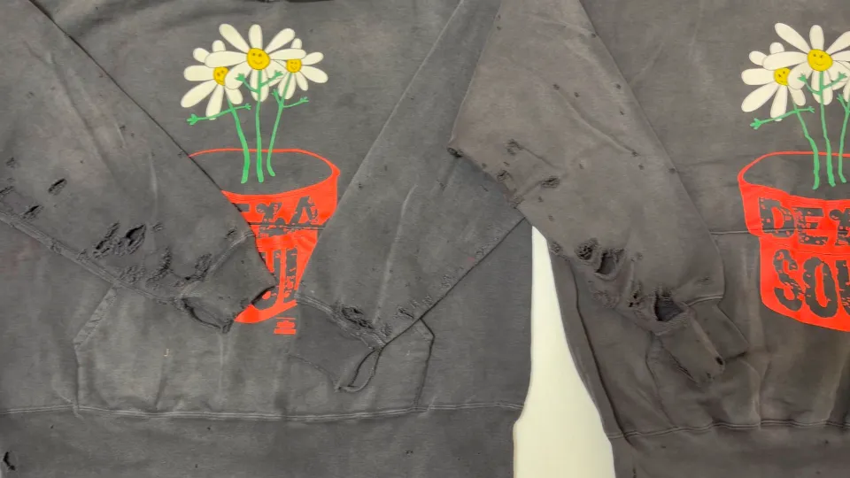 Prenatal planning SAINT Mxxxxxx × DE LA SOUL DLS_HOODIE/DE LA SOUL/BLK DE LA SOUL joint model potted plant destruction hoodie washed black S-XL